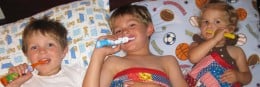 Children brushing their teeth